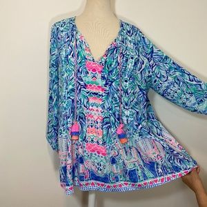 Lilly Pulitzer Marilina Tunic Blouse XL